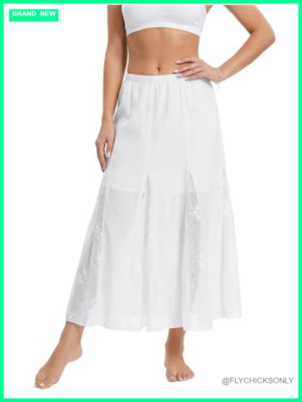 Lace Maxi Skirt Flowy Boho Layered A-Line Summer Long Skirt
